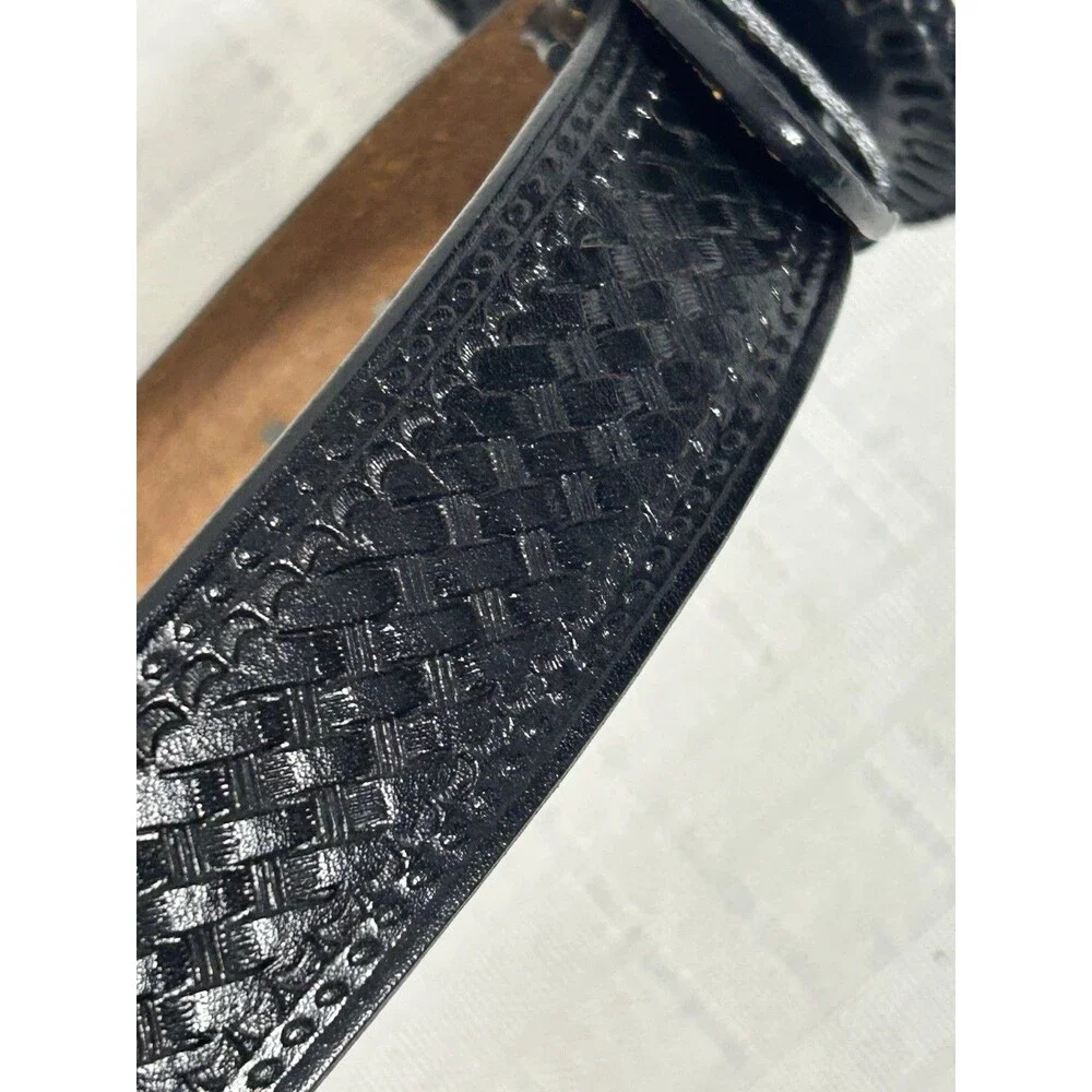GENUINE Rattle Snake Buckle with Black Leather Belt Size 36 Mens Western boot